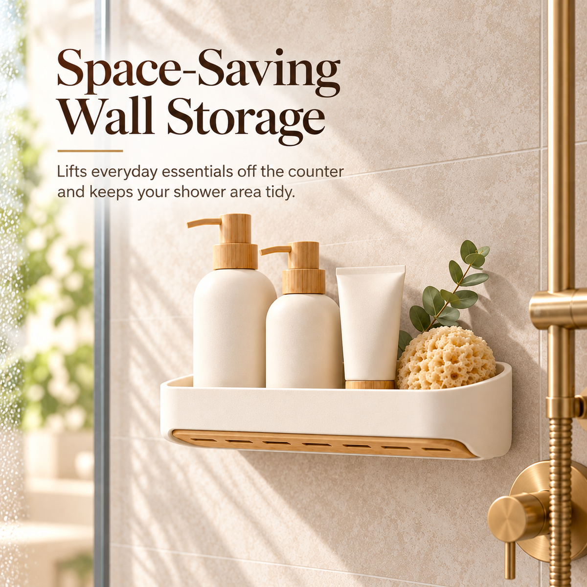 fagfk®Bamboo Shower Shelf