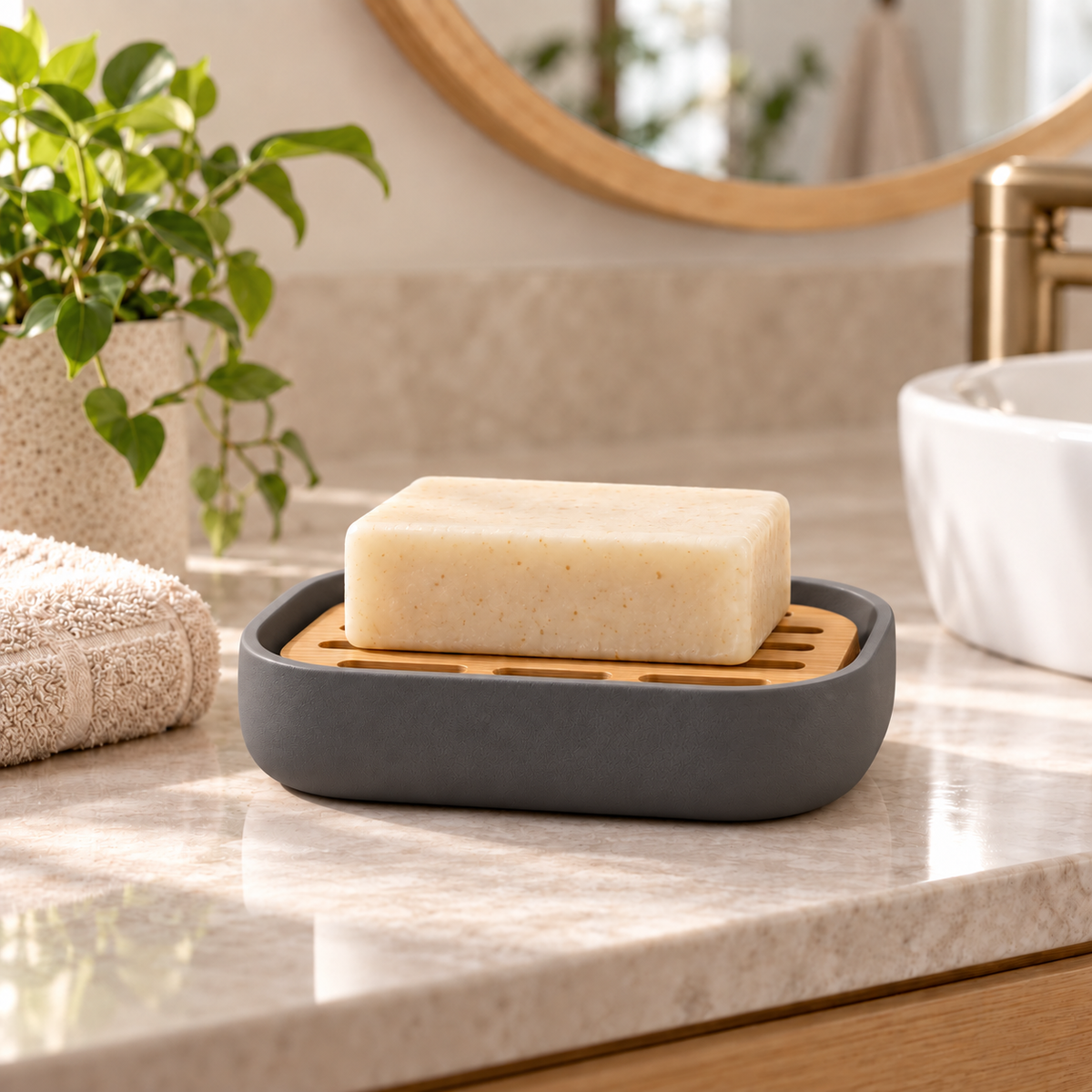 fagfk®Minimalist Bamboo Soap Dish Tray