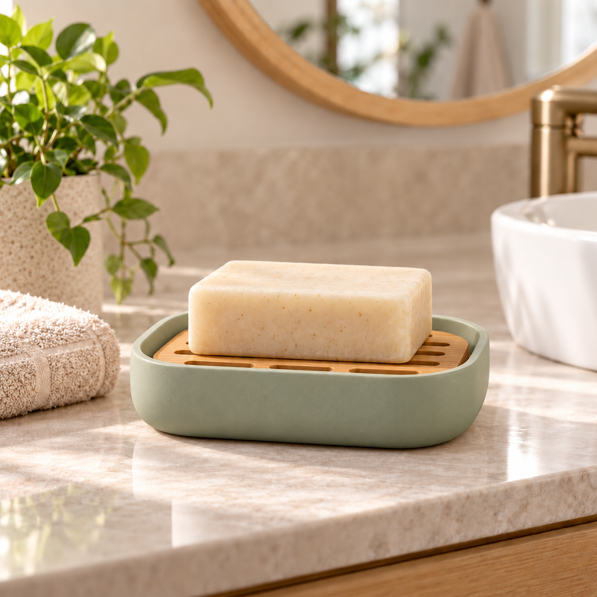 fagfk®Minimalist Bamboo Soap Dish Tray