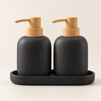 fagfk®Bamboo Soap Dispenser Set