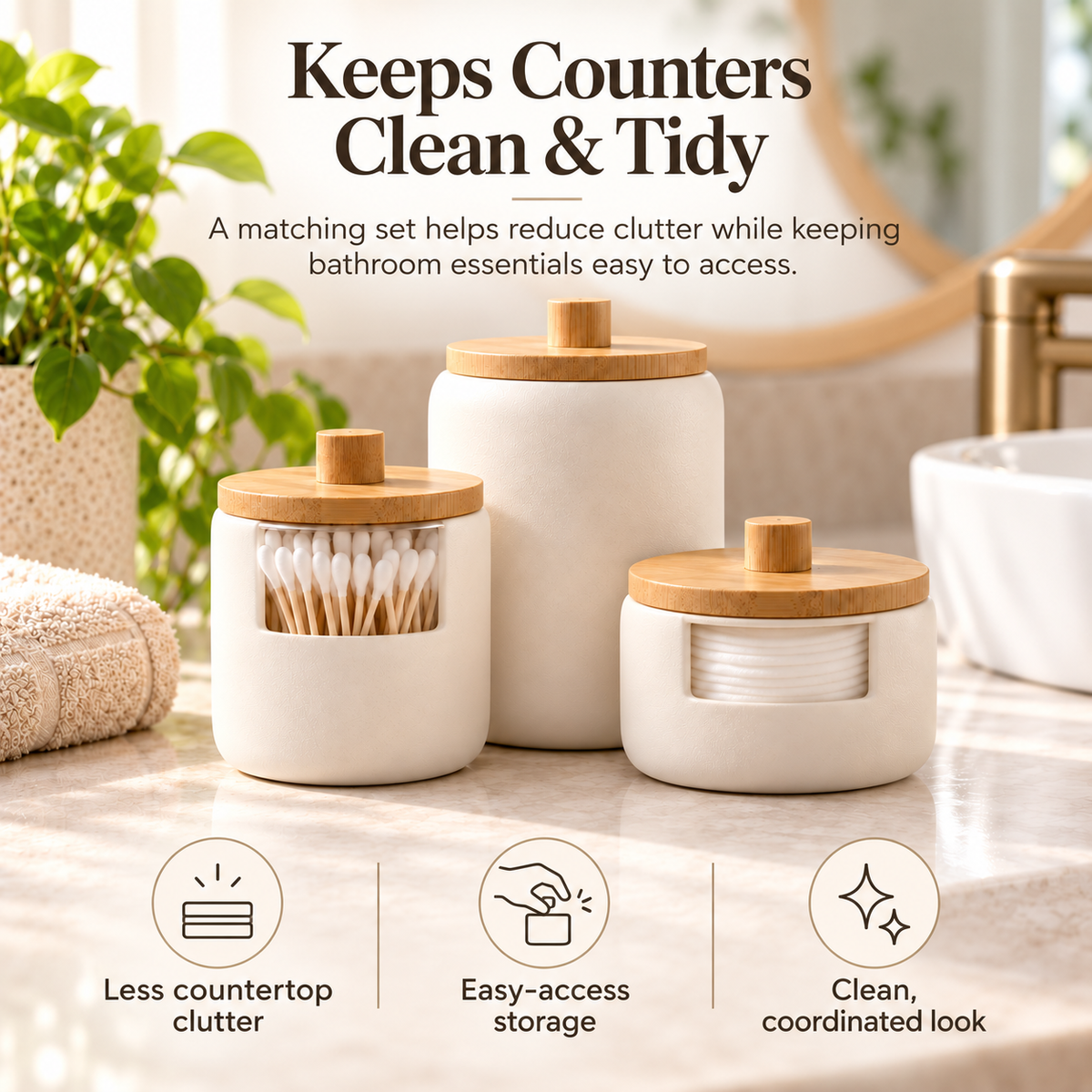 fagfk®Bamboo Bathroom Set
