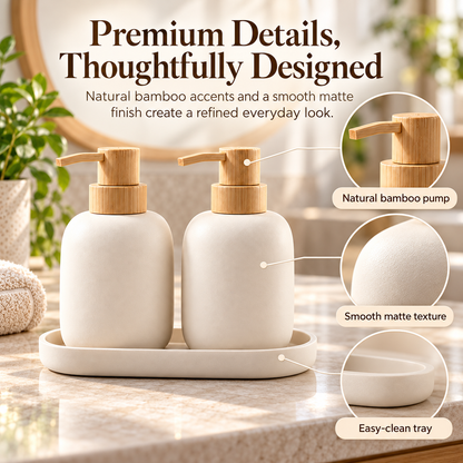 fagfk®Bamboo Soap Dispenser Set