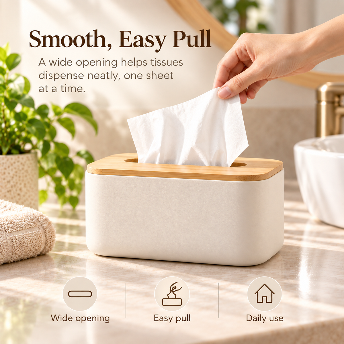 fagfk®Bamboo Tissue Box Cover