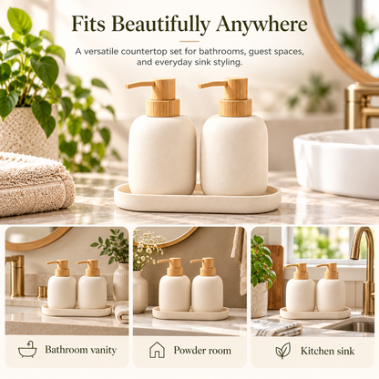 fagfk®Bamboo Soap Dispenser Set