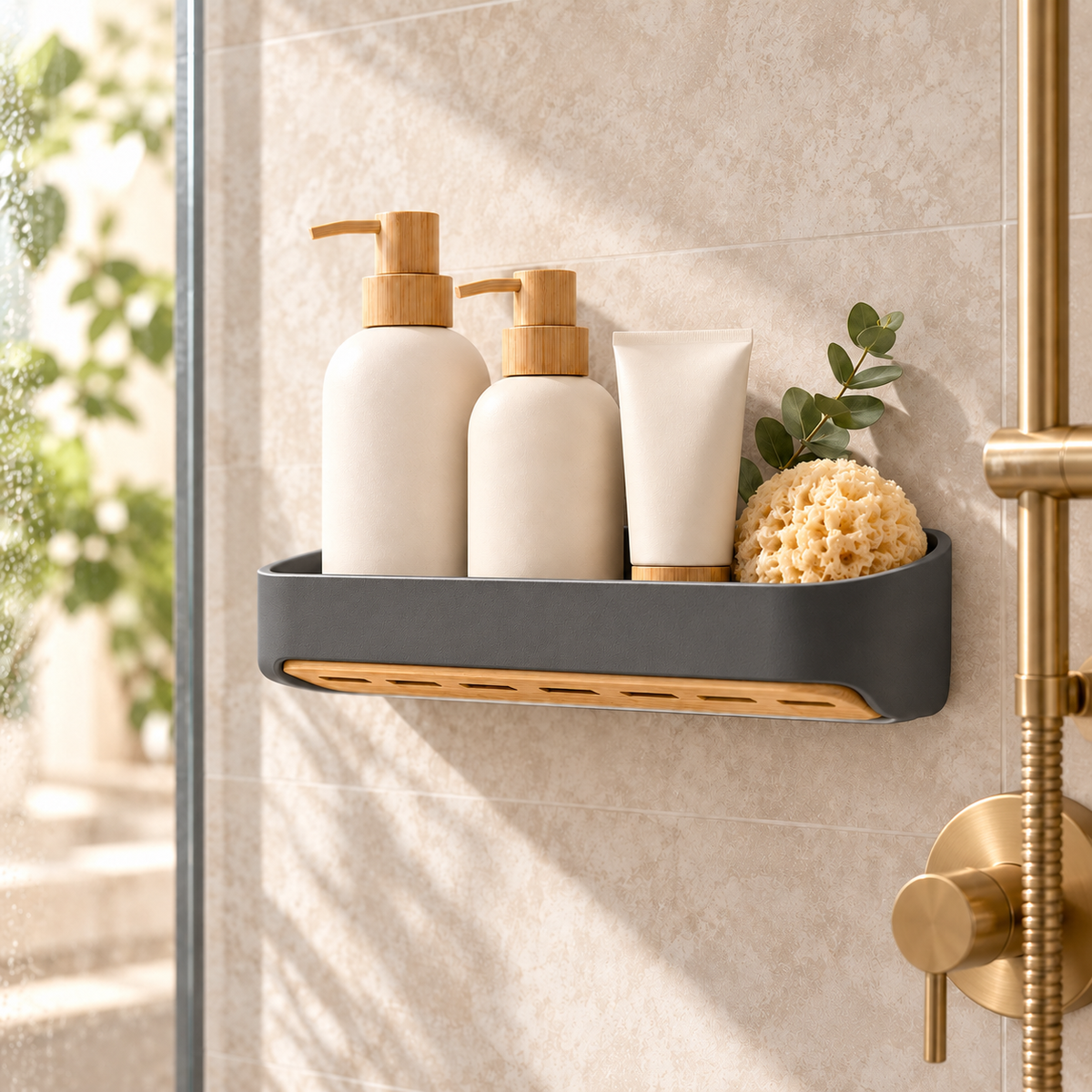 fagfk®Bamboo Shower Shelf