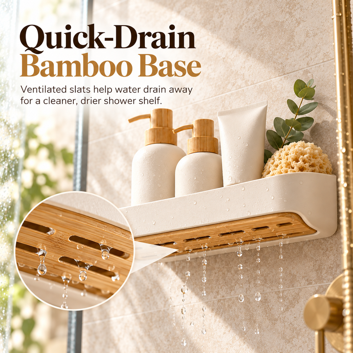 fagfk®Bamboo Shower Shelf