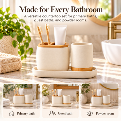 fagfk®Bamboo Toothbrush Holder Set
