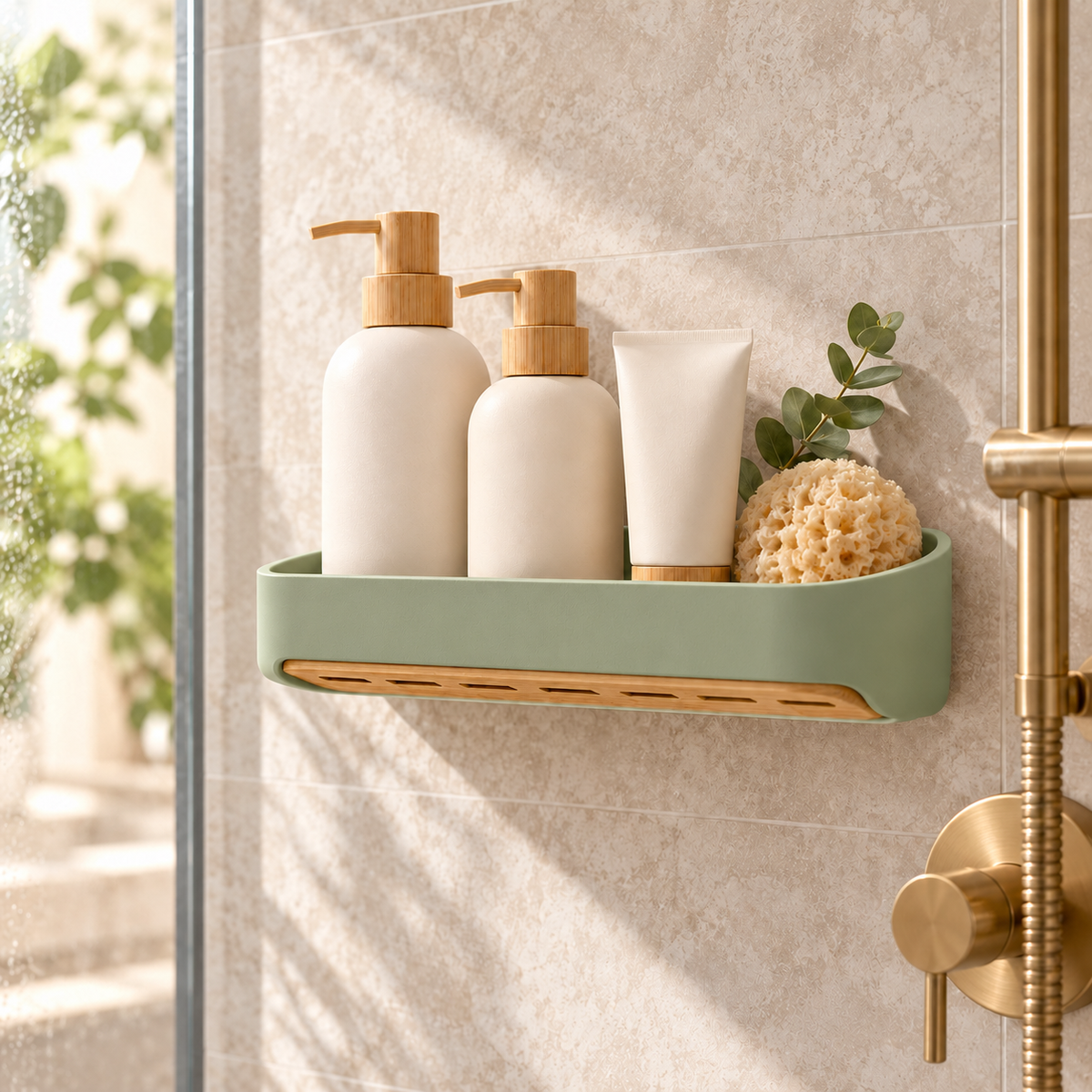 fagfk®Bamboo Shower Shelf