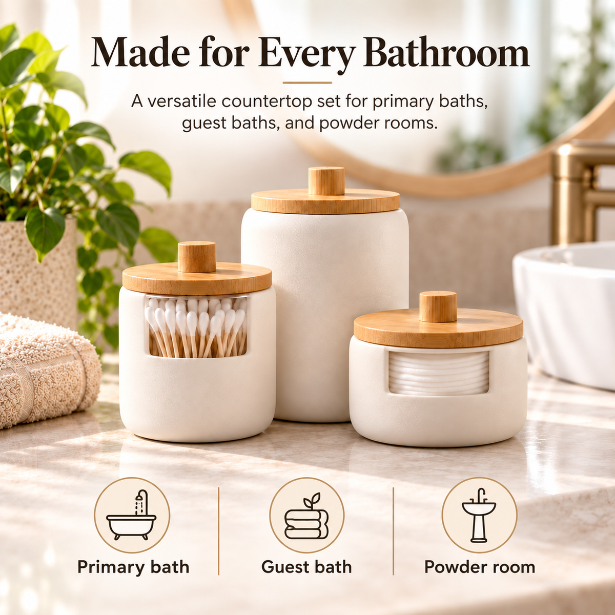 fagfk®Bamboo Bathroom Set