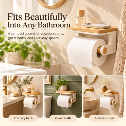 fagfk®Bamboo Toilet Paper Holder with Shelf