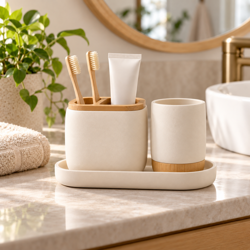 fagfk®Bamboo Toothbrush Holder Set
