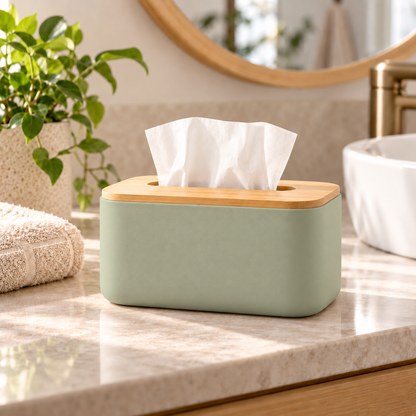 fagfk®Bamboo Tissue Box Cover