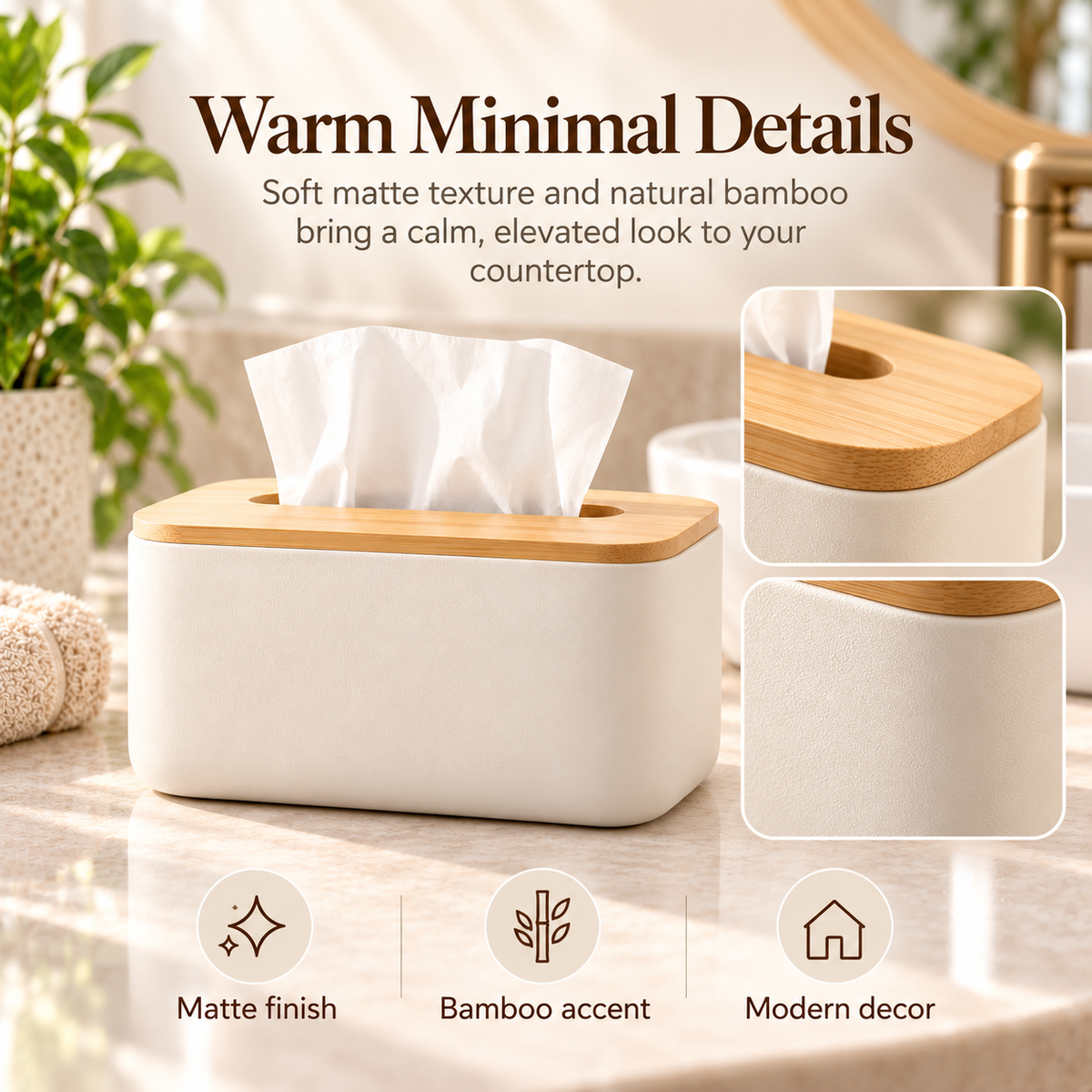 fagfk®Bamboo Tissue Box Cover