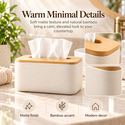 fagfk®Bamboo Tissue Box Cover