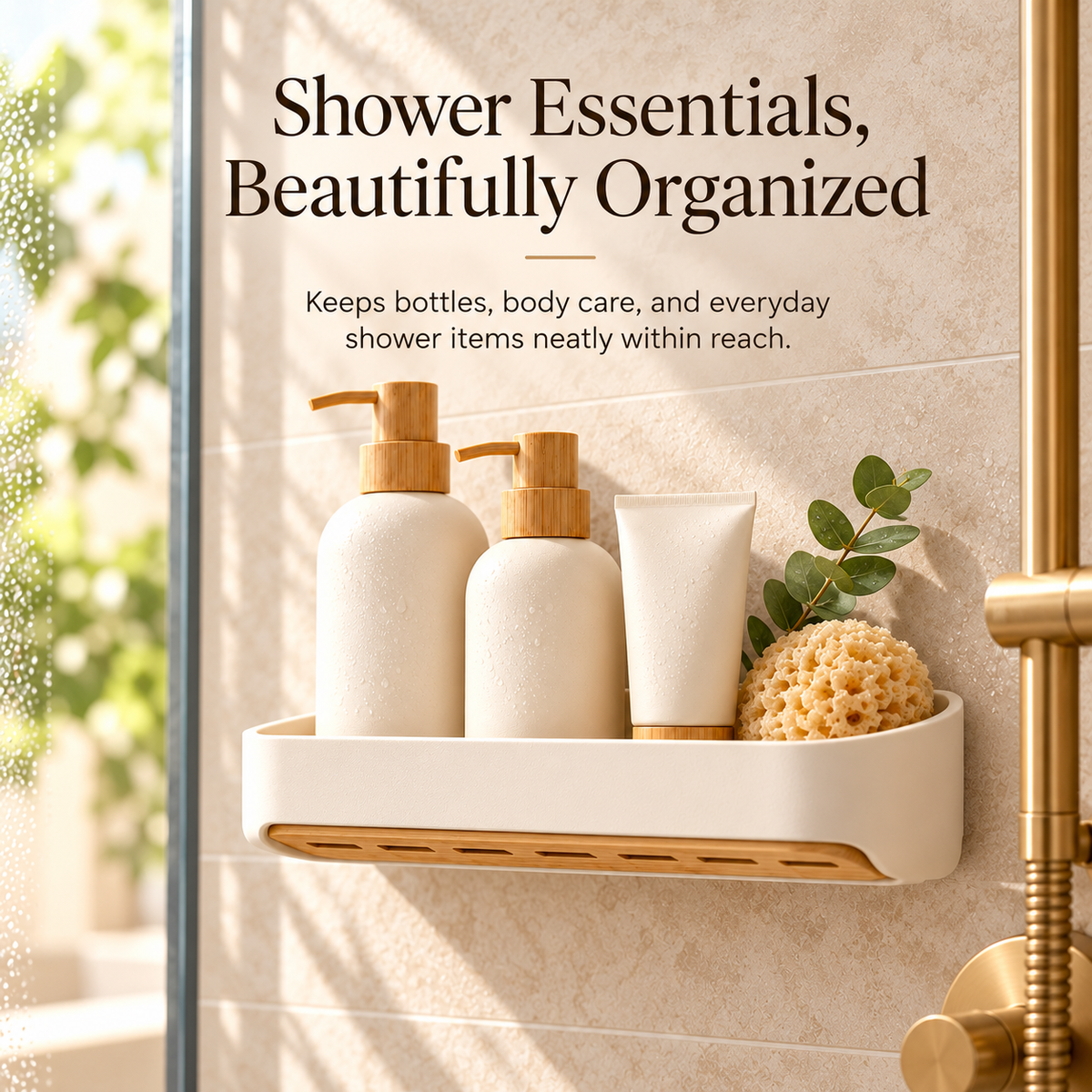 fagfk®Bamboo Shower Shelf