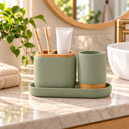 fagfk®Bamboo Toothbrush Holder Set