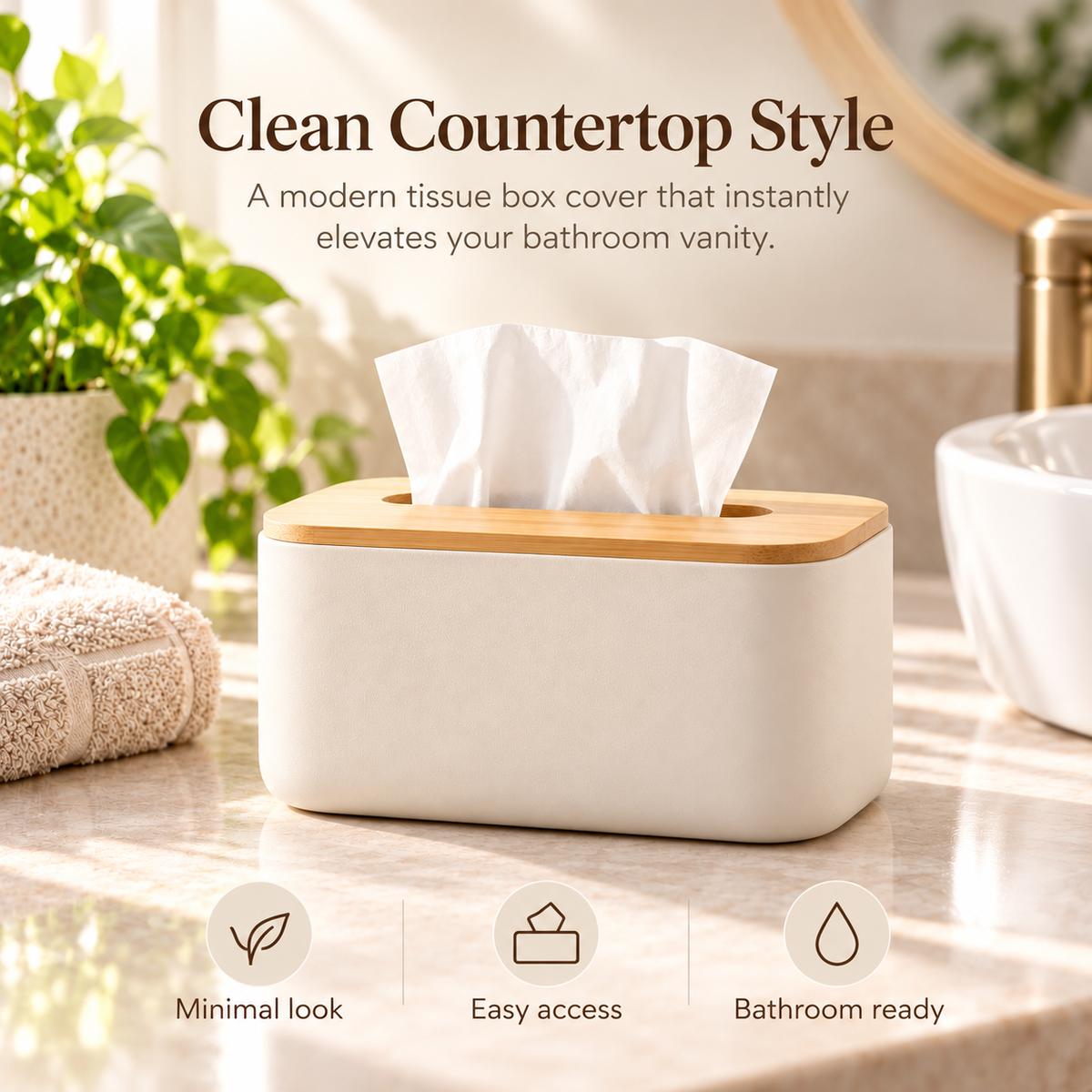 fagfk®Bamboo Tissue Box Cover